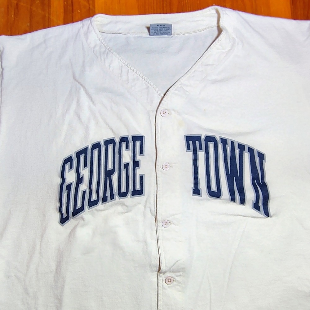 Georgetown Hoyas Baseball Jersey Men's XL White Button Up Sportswear Collegiate